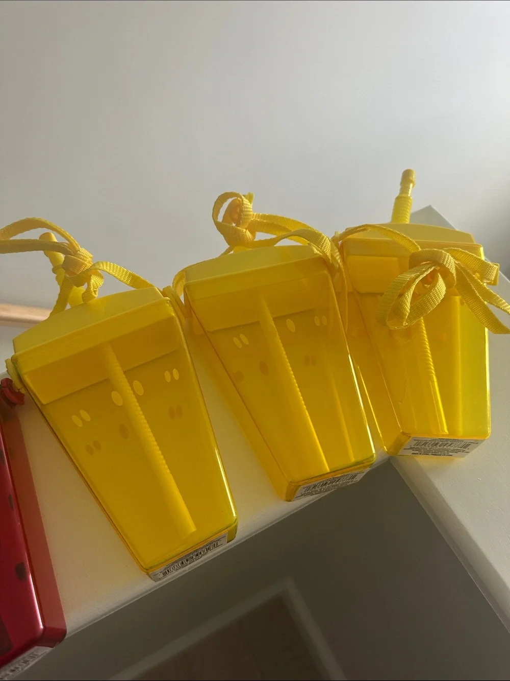Kids Fruit-Shaped Drink Cup Canteen with Strap - Yellow Lemon & Red Watermelon
